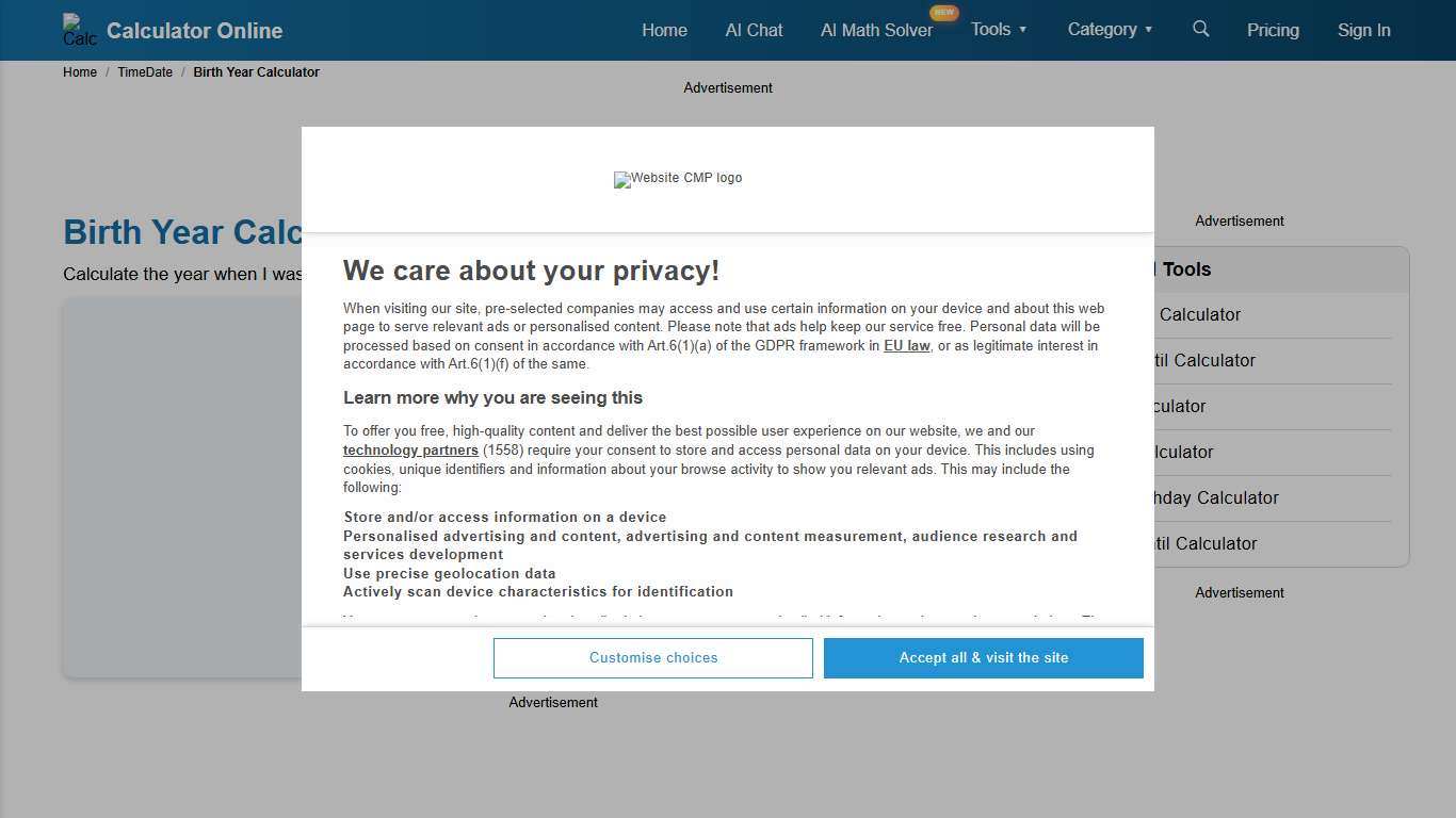 Birth Year Calculator